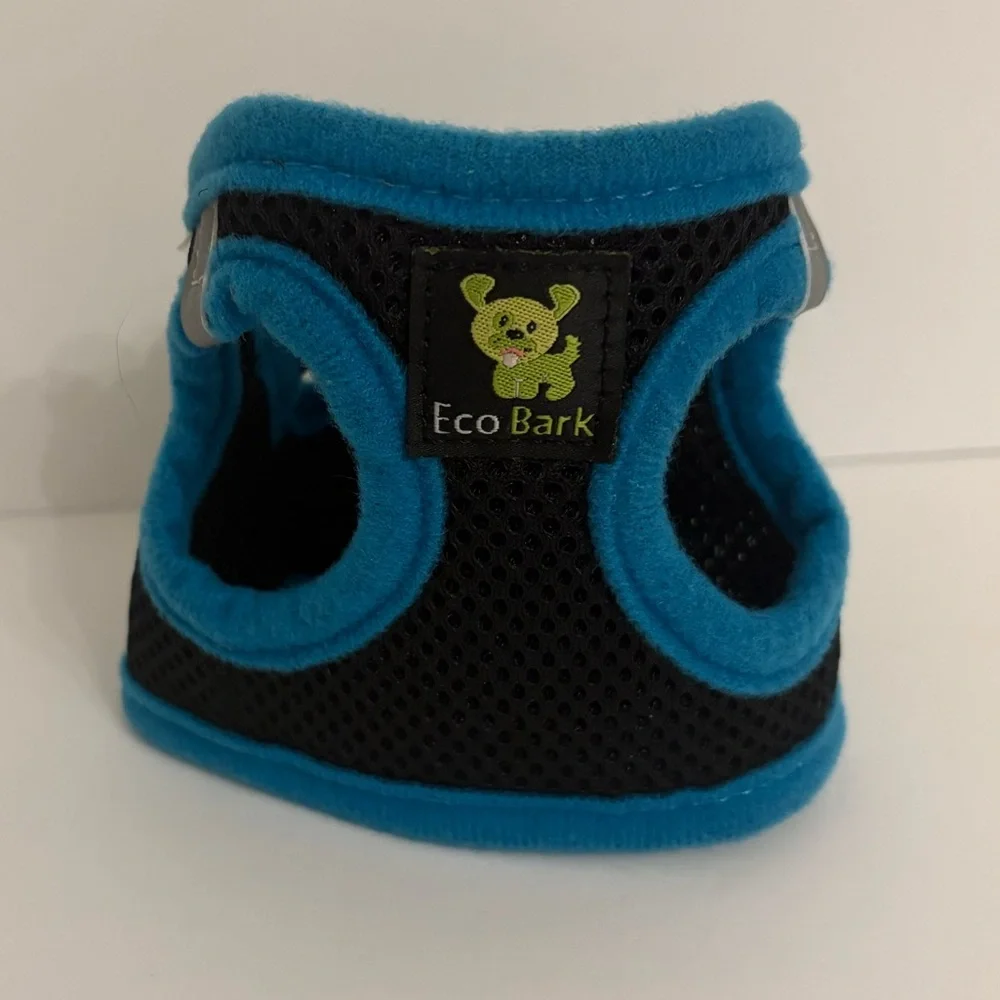 NWOT EcoBark Soft Hug Step In Reflective Vest Harness Black Mesh Blue XXXS